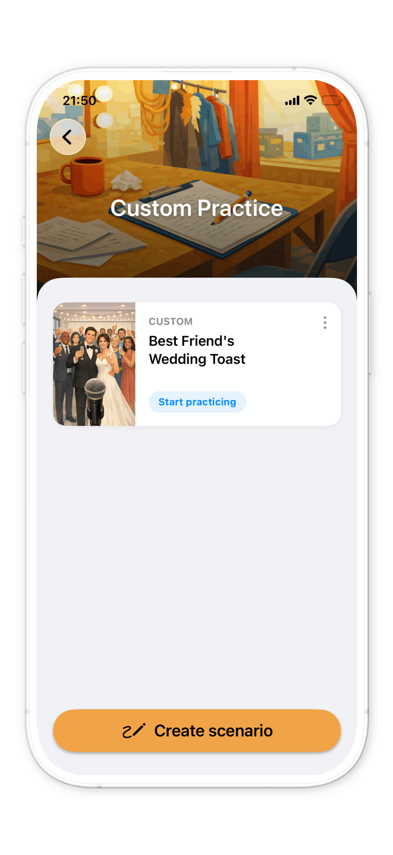 Babli Custom Speeches public speaking scenario on iPhone