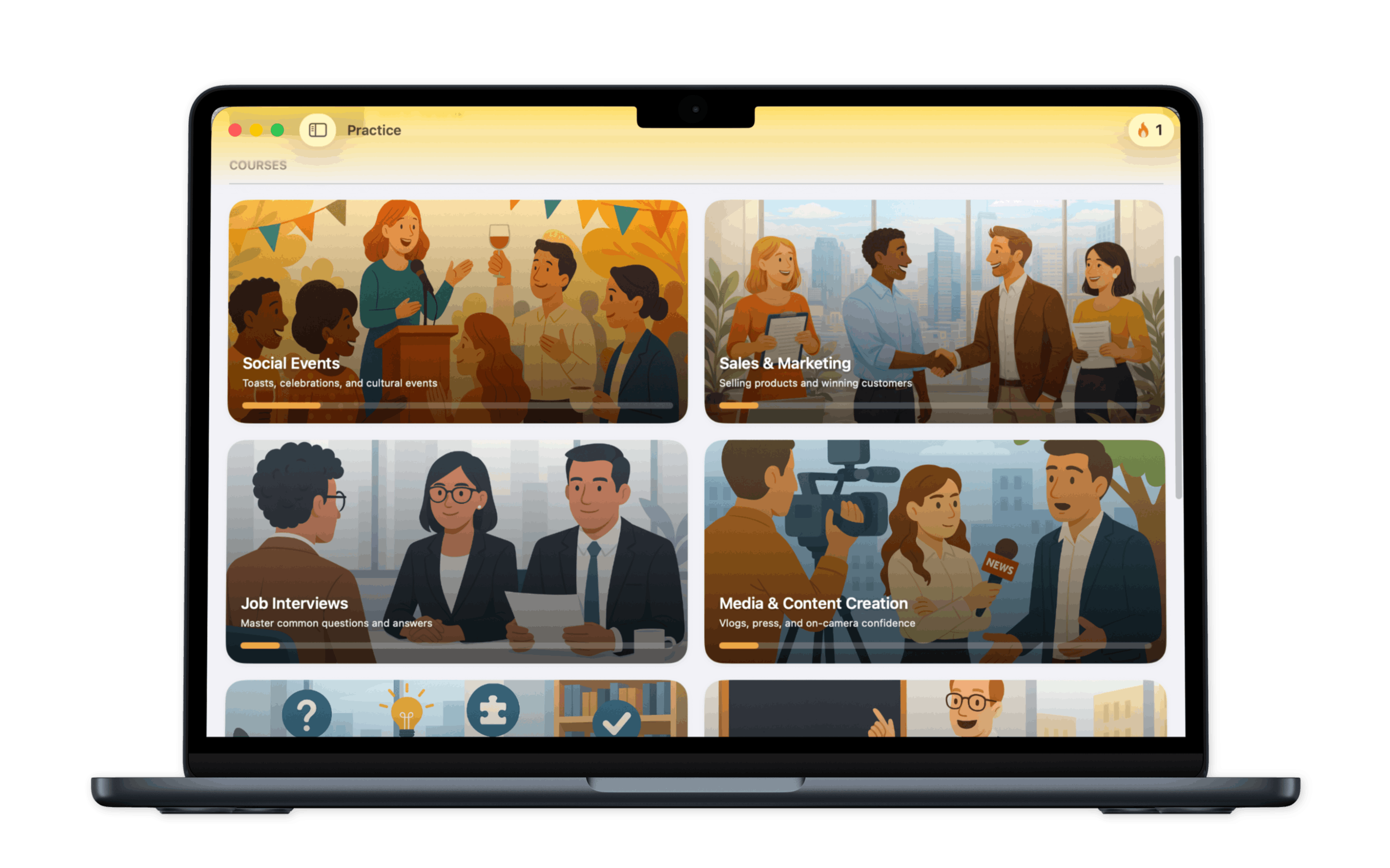 Babli public speaking courses running on Mac